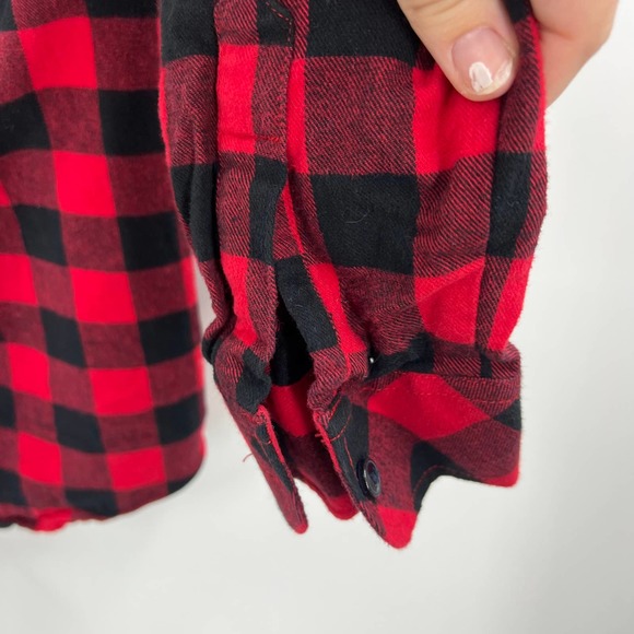 Matchstick Buffalo Red Black Flannel Button Front Shacket Women's Medium - Picture 2 of 7